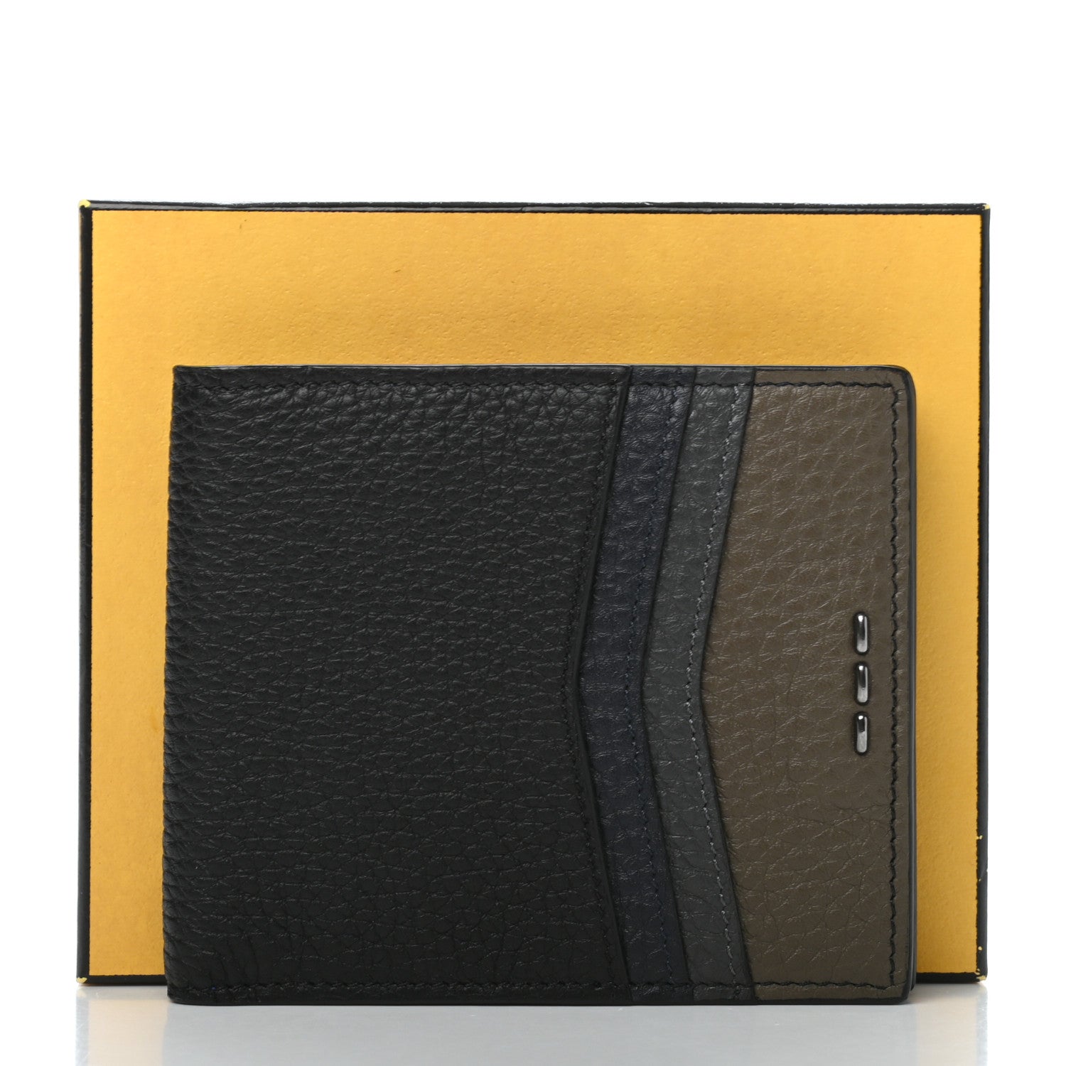 Fendi Calfskin Romano Hypnotic Bi-fold Wallet Lavagna Asfalto 11 of 11