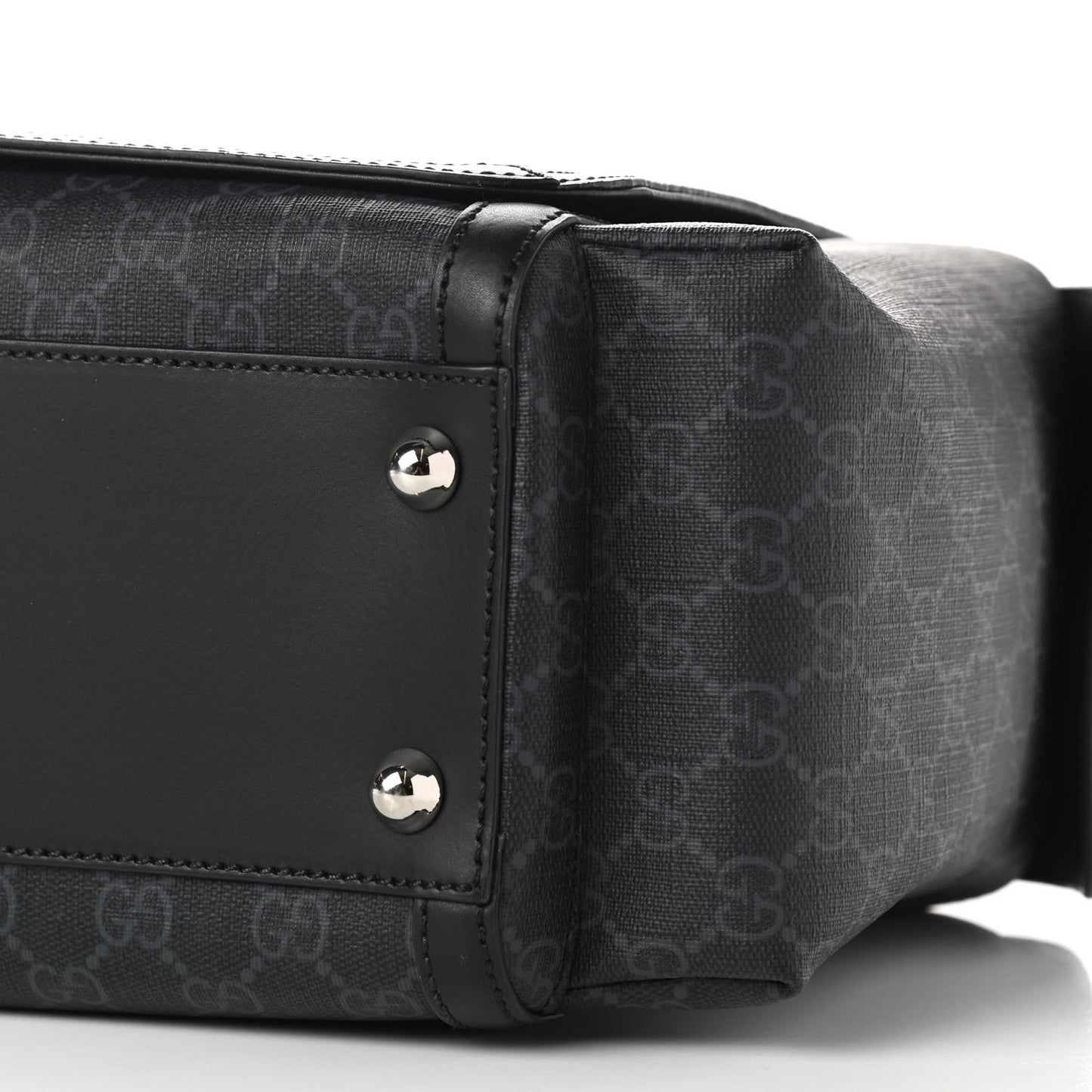 GG Supreme Monogram Web Messenger Diaper Bag Black Grey