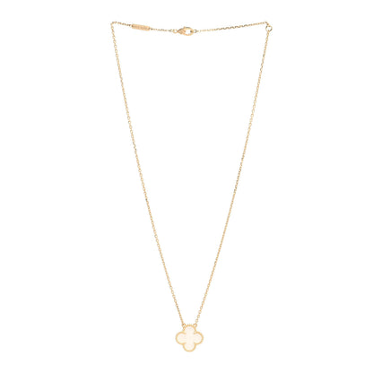 Van Cleef & Arpels 18K Yellow Gold Mother of Pearl Vintage Alhambra Pendant Necklace 3 of 8