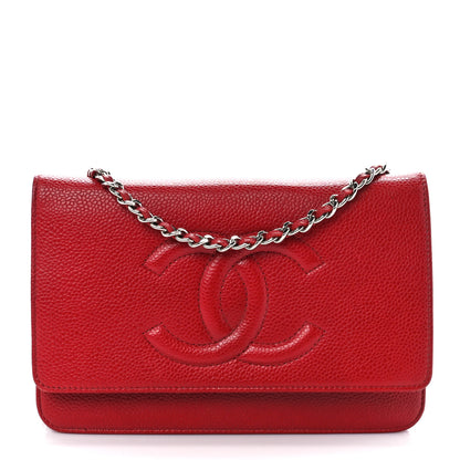 Chanel Caviar Timeless CC Wallet on Chain WOC Red 1 of 13