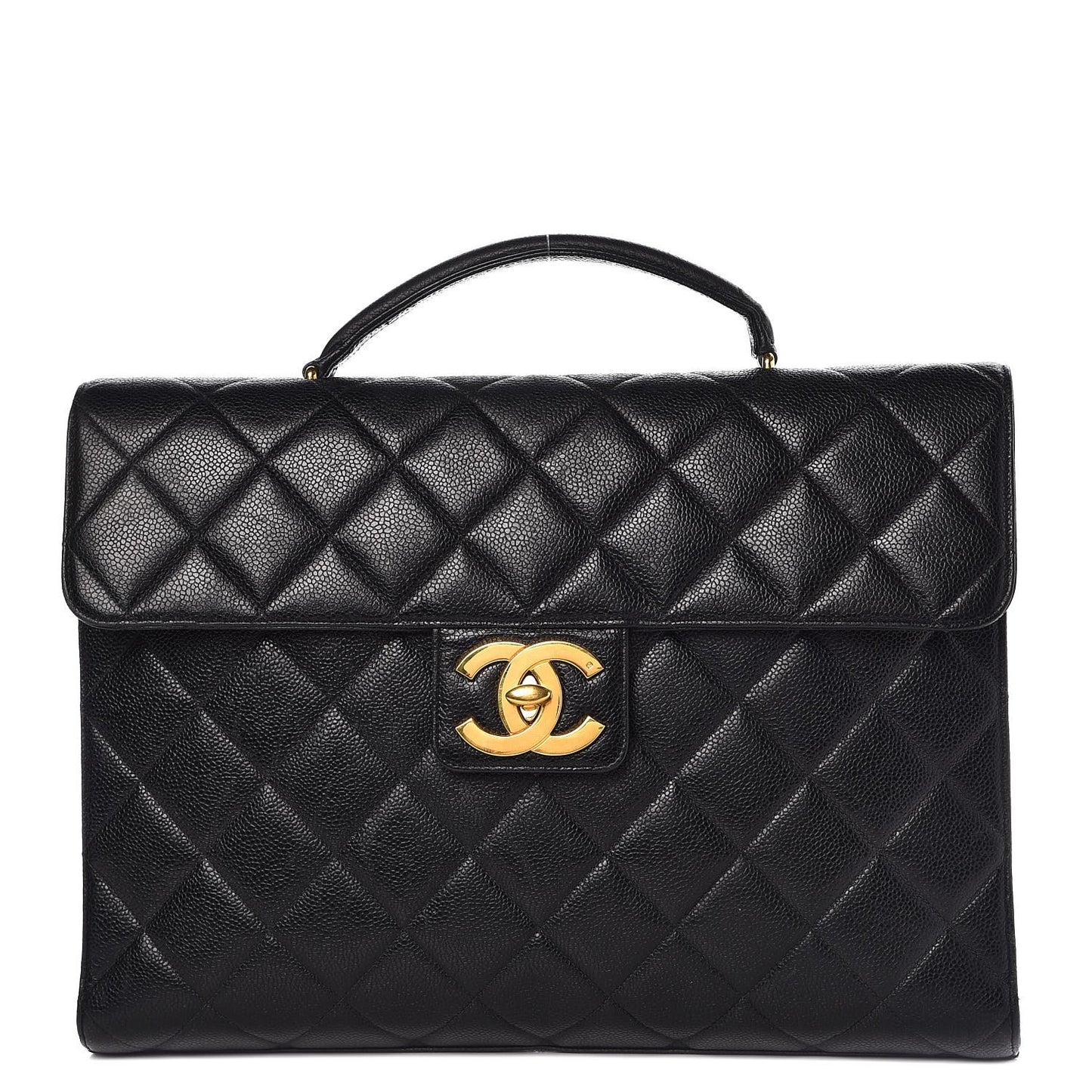 Caviar Quilted Briefcase Laptop Bag Black