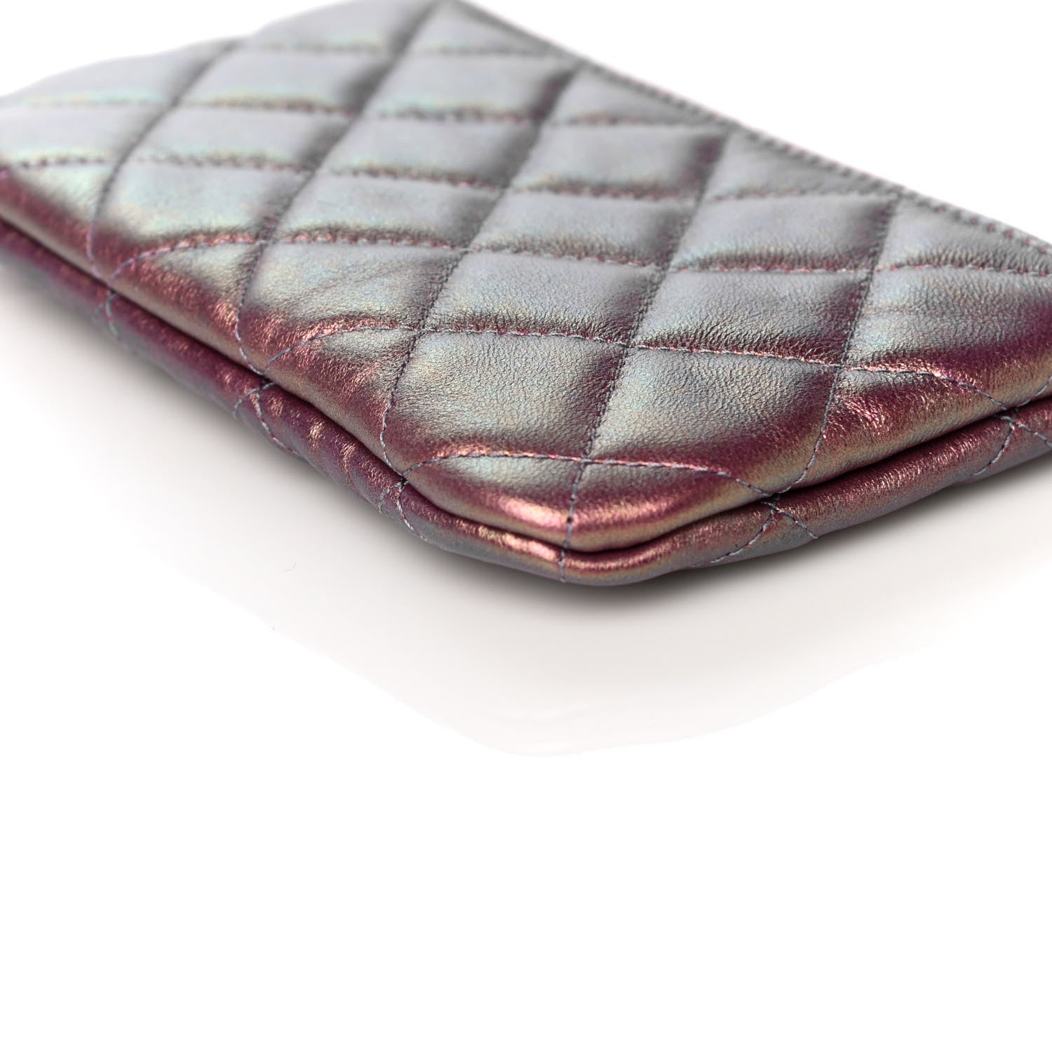 Chanel Iridescent Lambskin Quilted Small Cosmetic Case Purple 11 of 13
