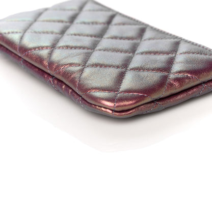 Chanel Iridescent Lambskin Quilted Small Cosmetic Case Purple 11 of 13