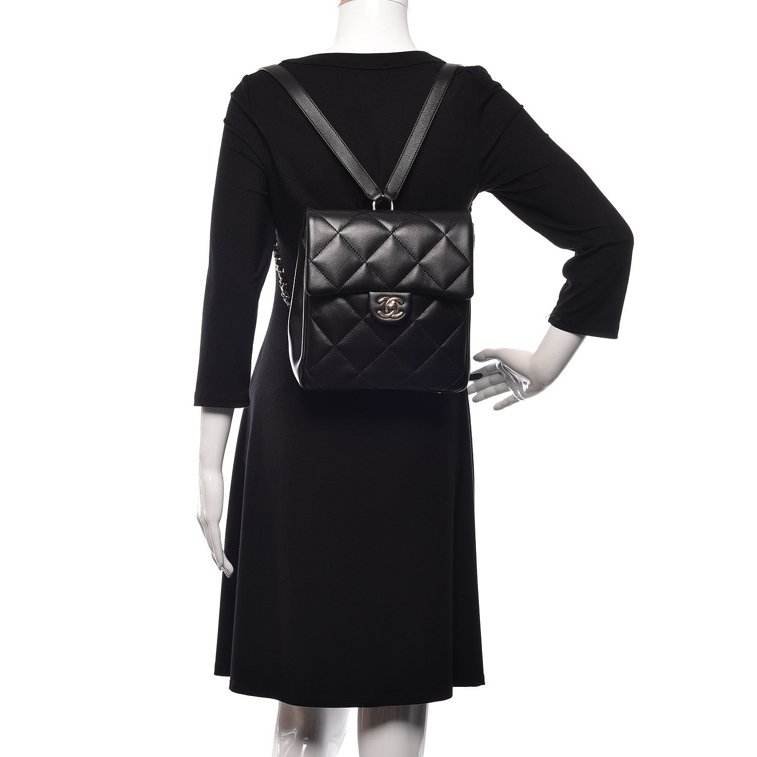 Chanel Lambskin Quilted Chain Backpack Black 2 of 12