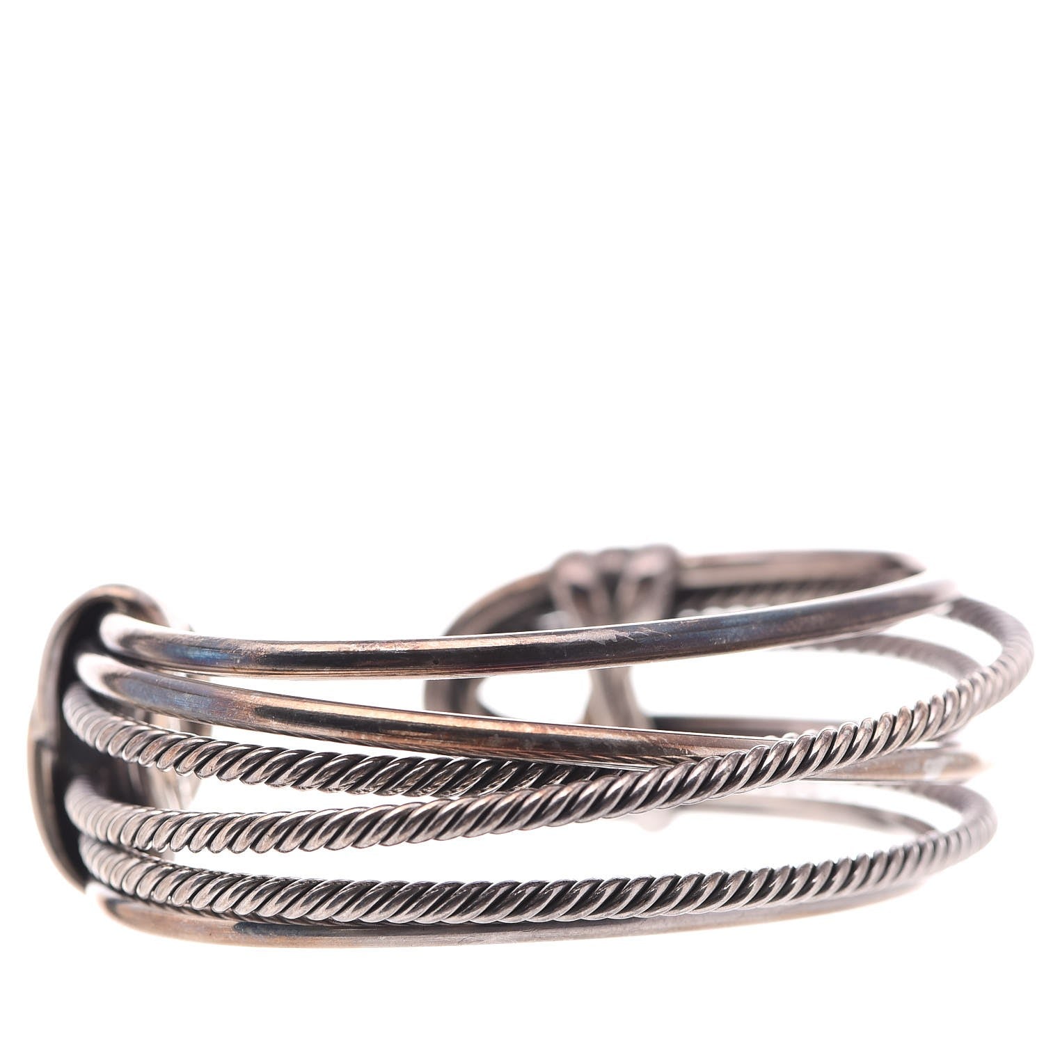David Yurman Sterling Silver 24mm Crossover Four Row Cuff S 4 of 6