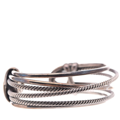 David Yurman Sterling Silver 24mm Crossover Four Row Cuff S 4 of 6
