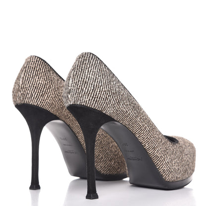 Saint Laurent Pony Hair Tribtoo 80 Pumps 39.5 Black White 4 of 10