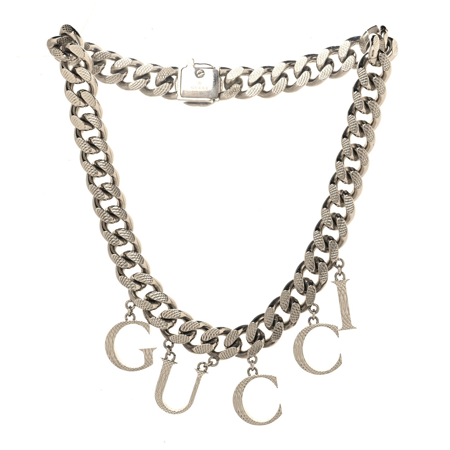 Metal Script Choker Necklace Silver