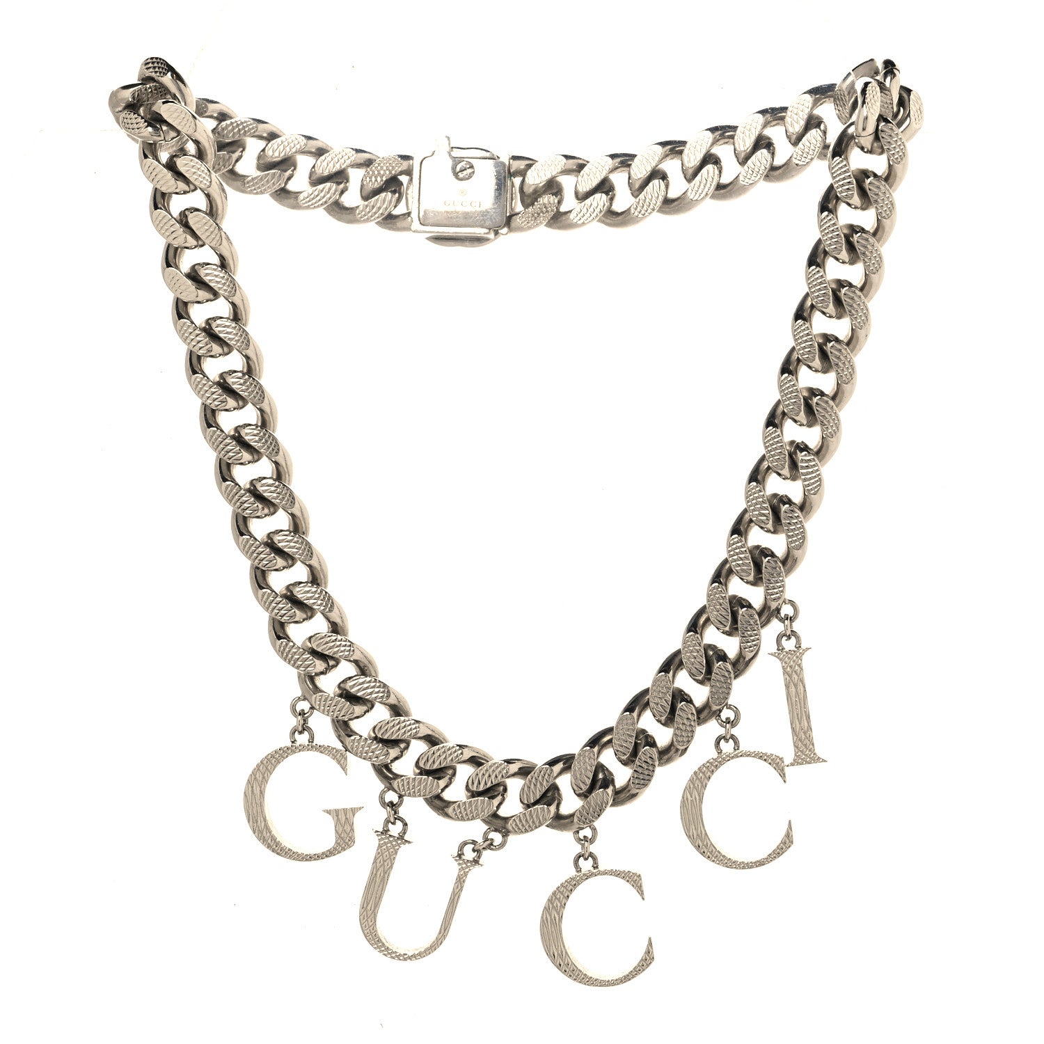 Gucci Metal Script Choker Necklace Silver 3 of 5
