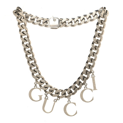 Gucci Metal Script Choker Necklace Silver 3 of 5