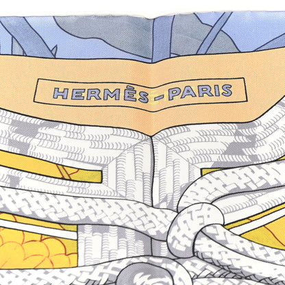 Hermes Silk Carre Double Face Brandebourgs Scarf 90 Lavande Jaune D'Or 2 of 6