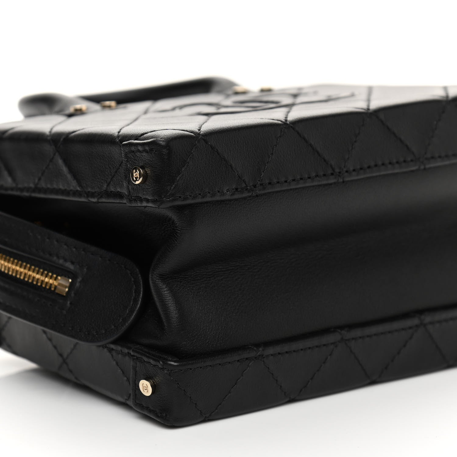 Chanel Calfskin Quilted Small Studded Square Vanity Case Black 9 of 10