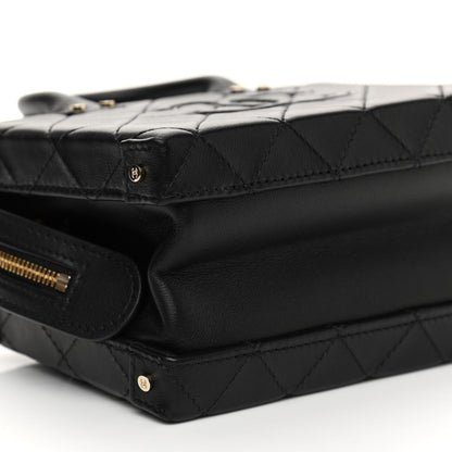 Chanel Calfskin Quilted Small Studded Square Vanity Case Black 9 of 10