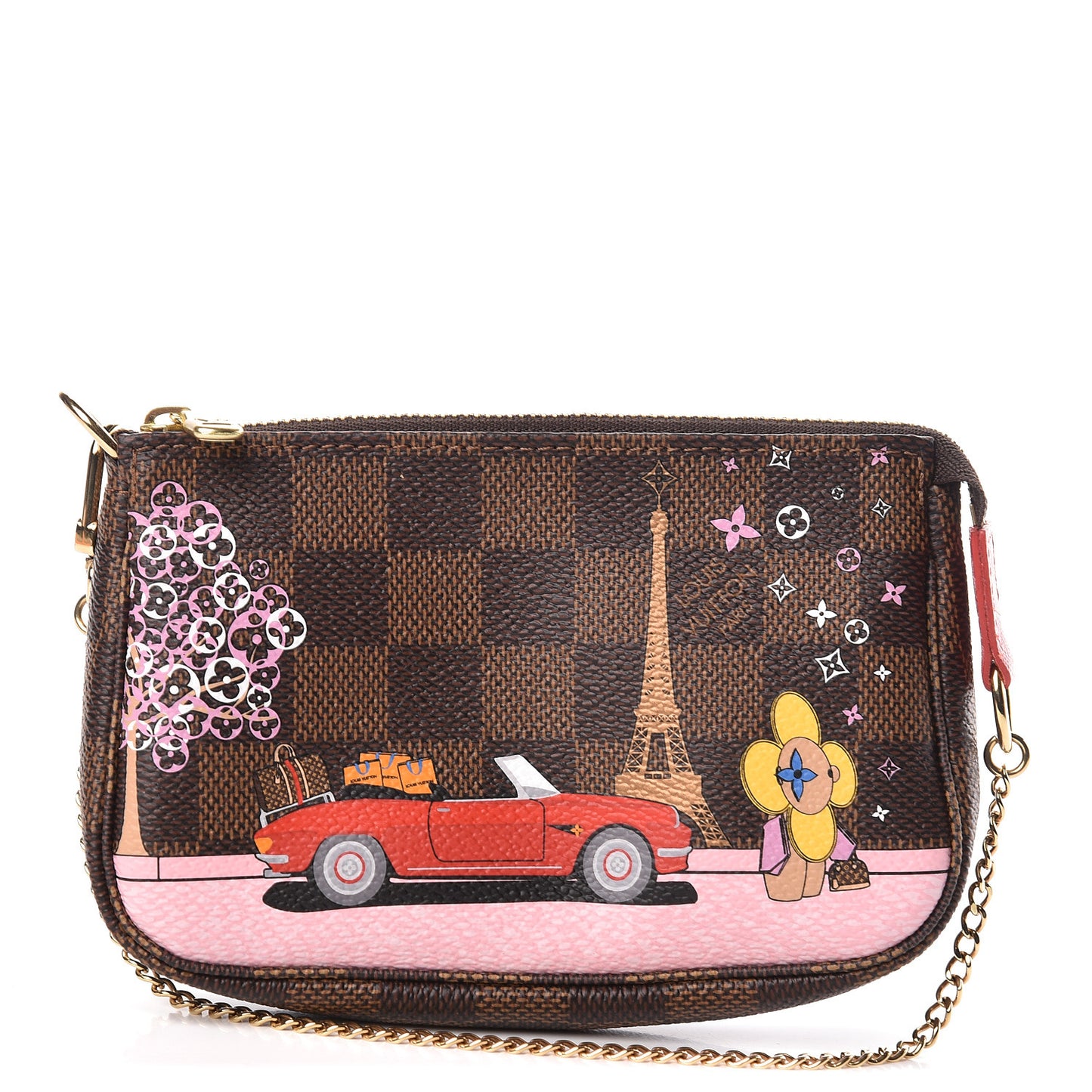 Damier Ebene 2019 Christmas Animation Mini Pochette Accessories Red