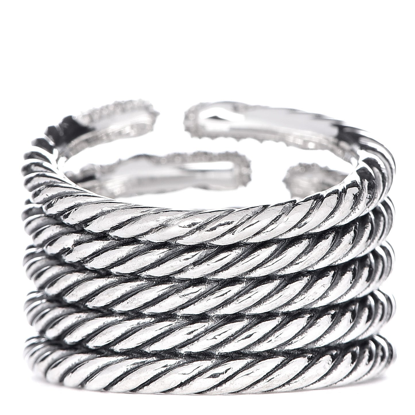 Sterling Silver Diamond Willow Five Row Ring 53 6.5