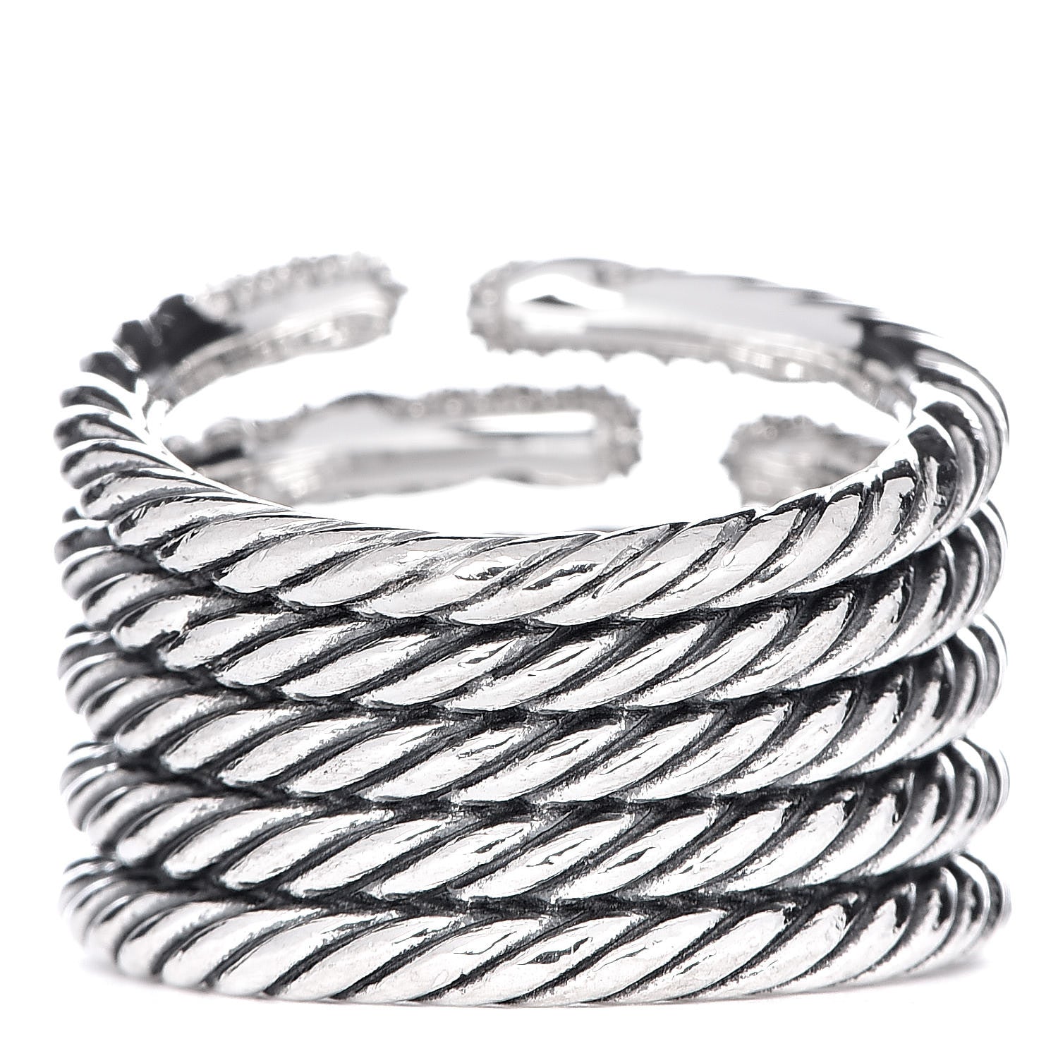 David Yurman Sterling Silver Diamond Willow Five Row Ring 53 6.5 4 of 6