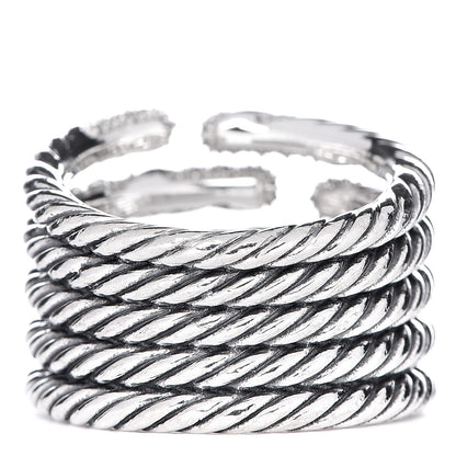 David Yurman Sterling Silver Diamond Willow Five Row Ring 53 6.5 4 of 6