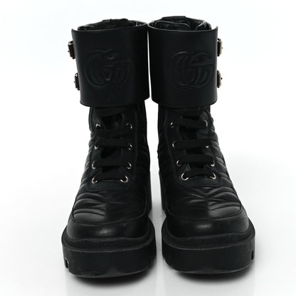 Gucci Nappa Frances GG Matelasse Platform Combat Boots 35.5 Black 2 of 8