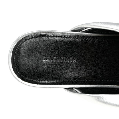 Balenciaga Metallic Smooth Nappa Drapy 80mm Sandals 37.5 Silver 7 of 9