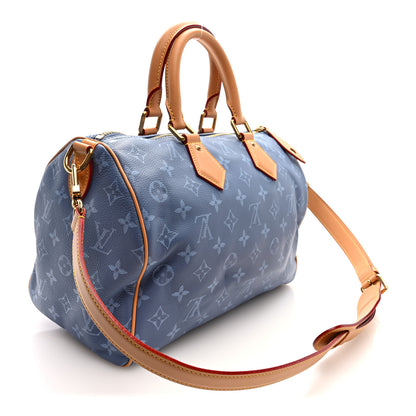 Louis Vuitton Calfskin Monogram Speedy P9 Bandouliere 30 Silk Blue 4 of 11