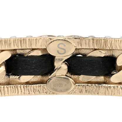 Chanel Metal Lambskin Crystal Chain CC Cuff S Black Gold 4 of 4