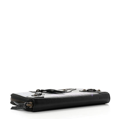 Balenciaga Agneau Arena Graffiti All Over Classic Hardware Continental Zip Around Wallet Black Bleu Violet 4 of 8