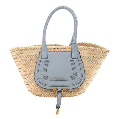 Chloe Raffia Small Grain Calfskin Medium Marcie Basket Shady Blue 1 of 8