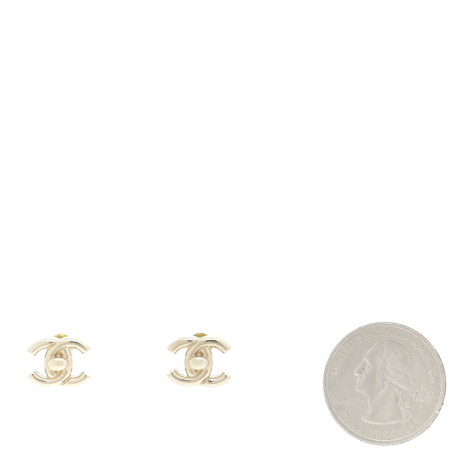 Chanel Metal CC Turnlock Earrings Gold 2 of 5