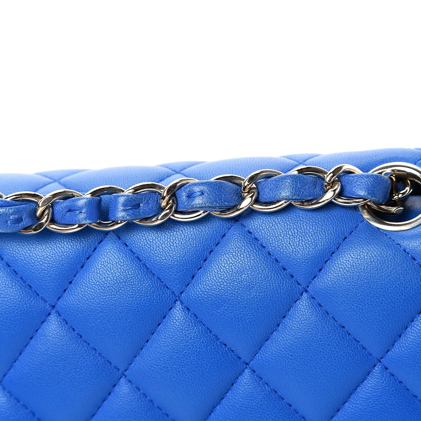 Lambskin Quilted Medium Double Flap Blue