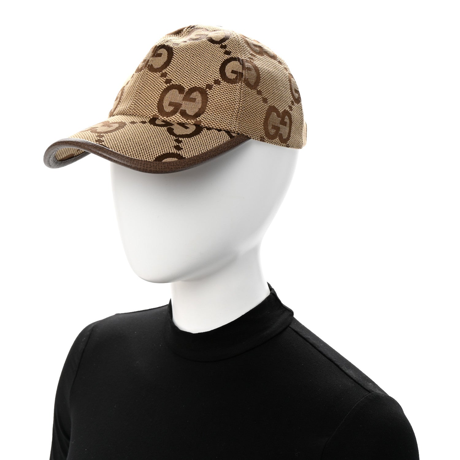 Gucci Monogram Jumbo GG Baseball Hat XS Camel Ebony 1772447