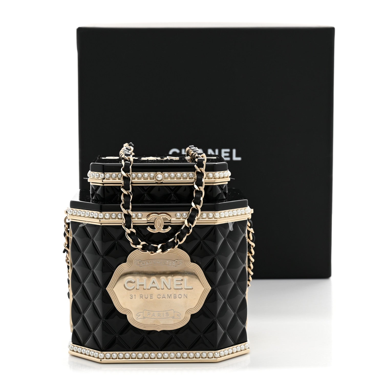 Chanel Resin Pearl Enamel Tea Box Minaudiere Black Gold 12 of 12