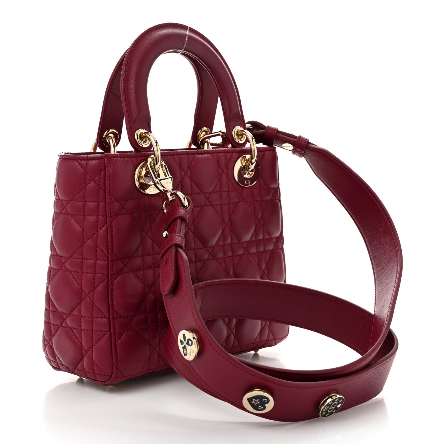 Christian Dior Lambskin Cannage Small Lucky Badges My Lady Dior Scarlet Red 3 of 10