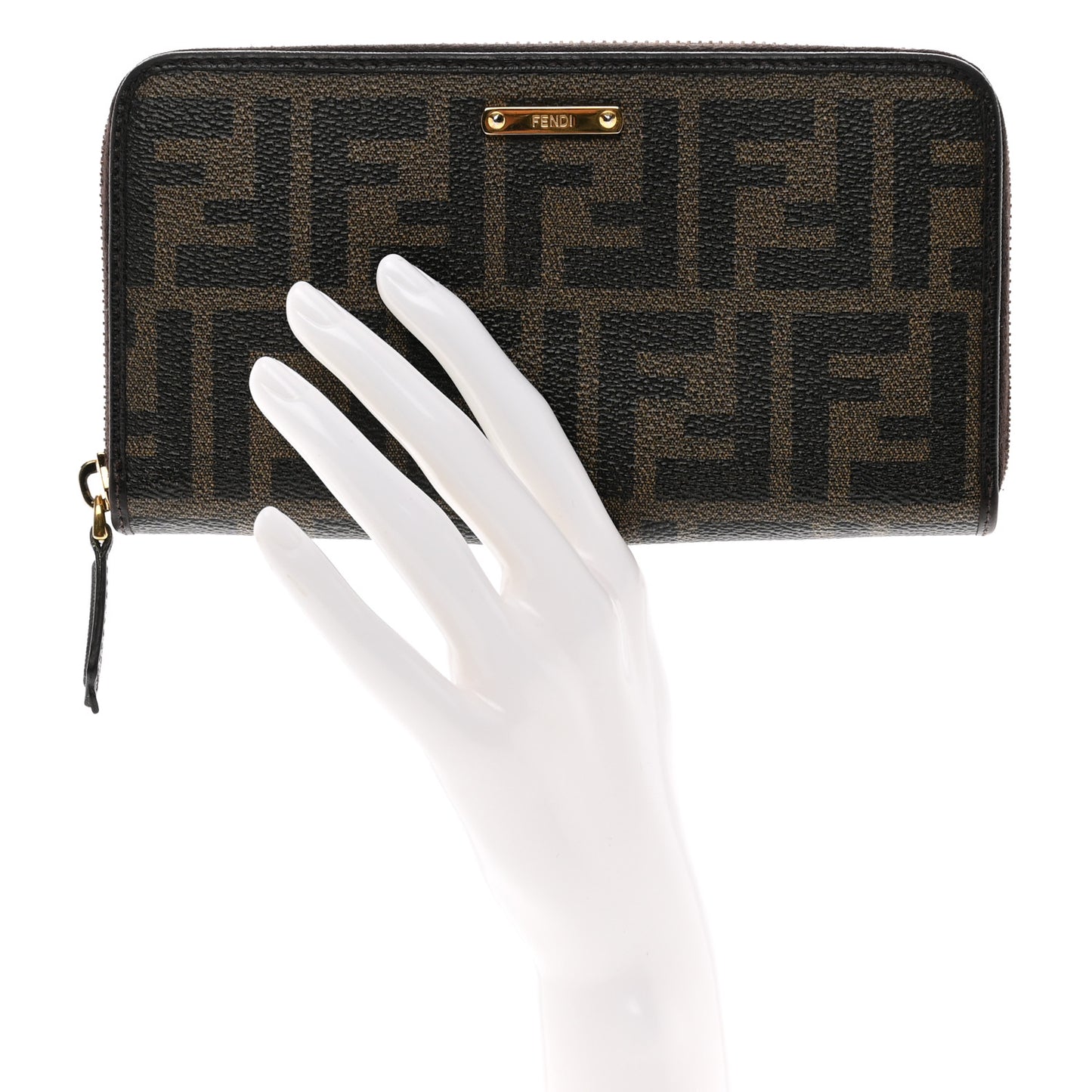 Zucca Spalmati Vitello Elite Zip Around Wallet Tobacco Ebano