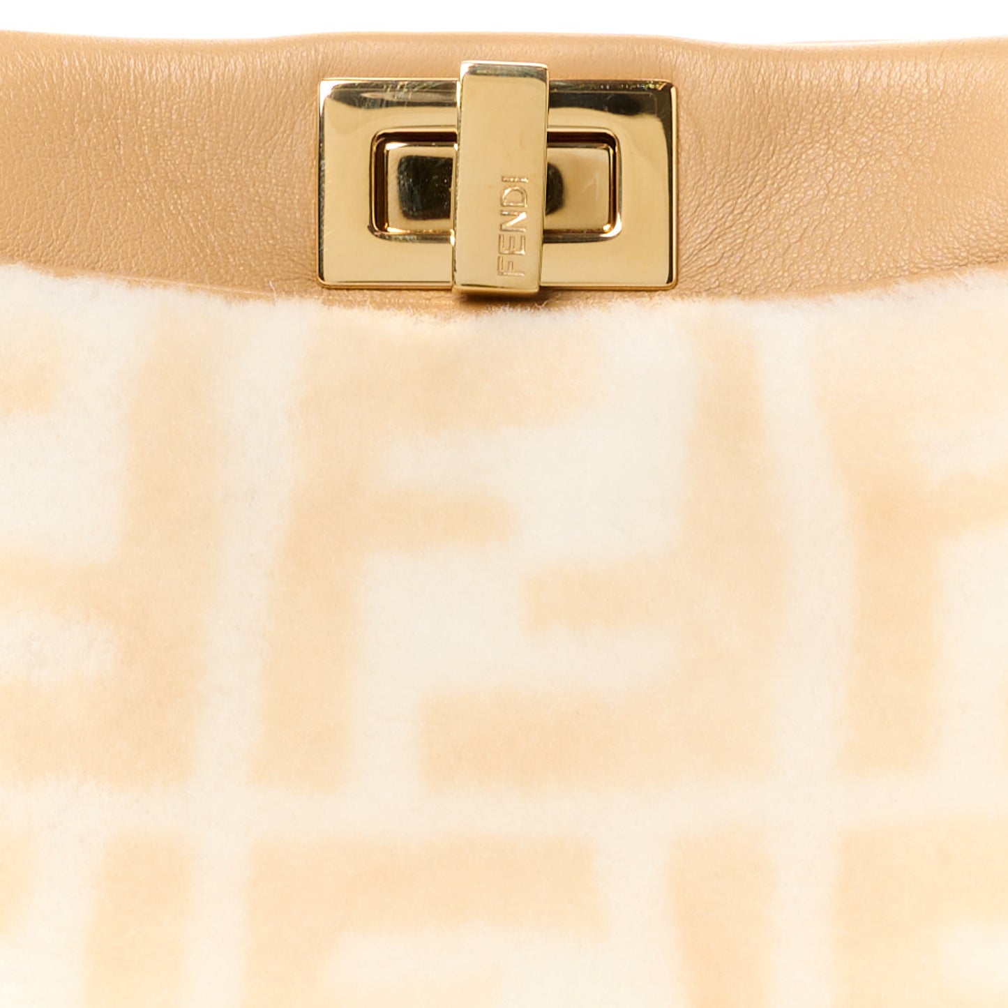 Shearling Nappa Macro FF 1974 Mini Peekaboo Iconic Satchel White Ice Cuoio Miele Scuro