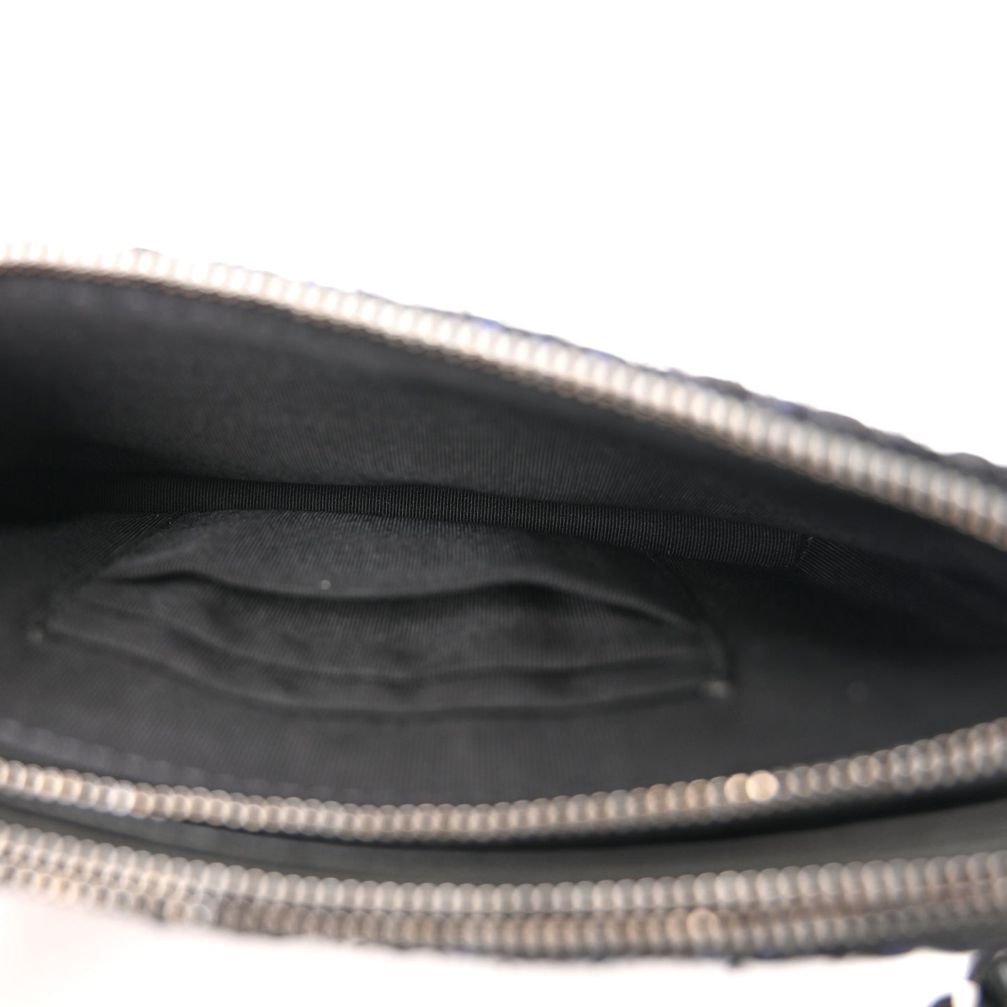 Tweed Aged Calfskin Quilted Small Gabrielle Clutch With Chain Black Blue