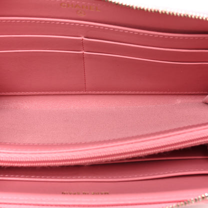 Chanel Caviar Quilted Large Gusset Zip Around Wallet Pink 8 of 19