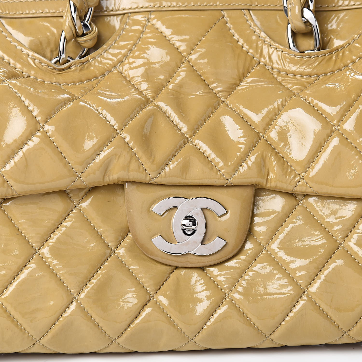 Chanel Patent Quilted Day Glo Flap Bag Beige 11 of 11