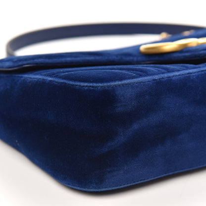 Gucci Velvet Matelasse Small GG Marmont Shoulder Bag Cobalt Blue 8 of 15