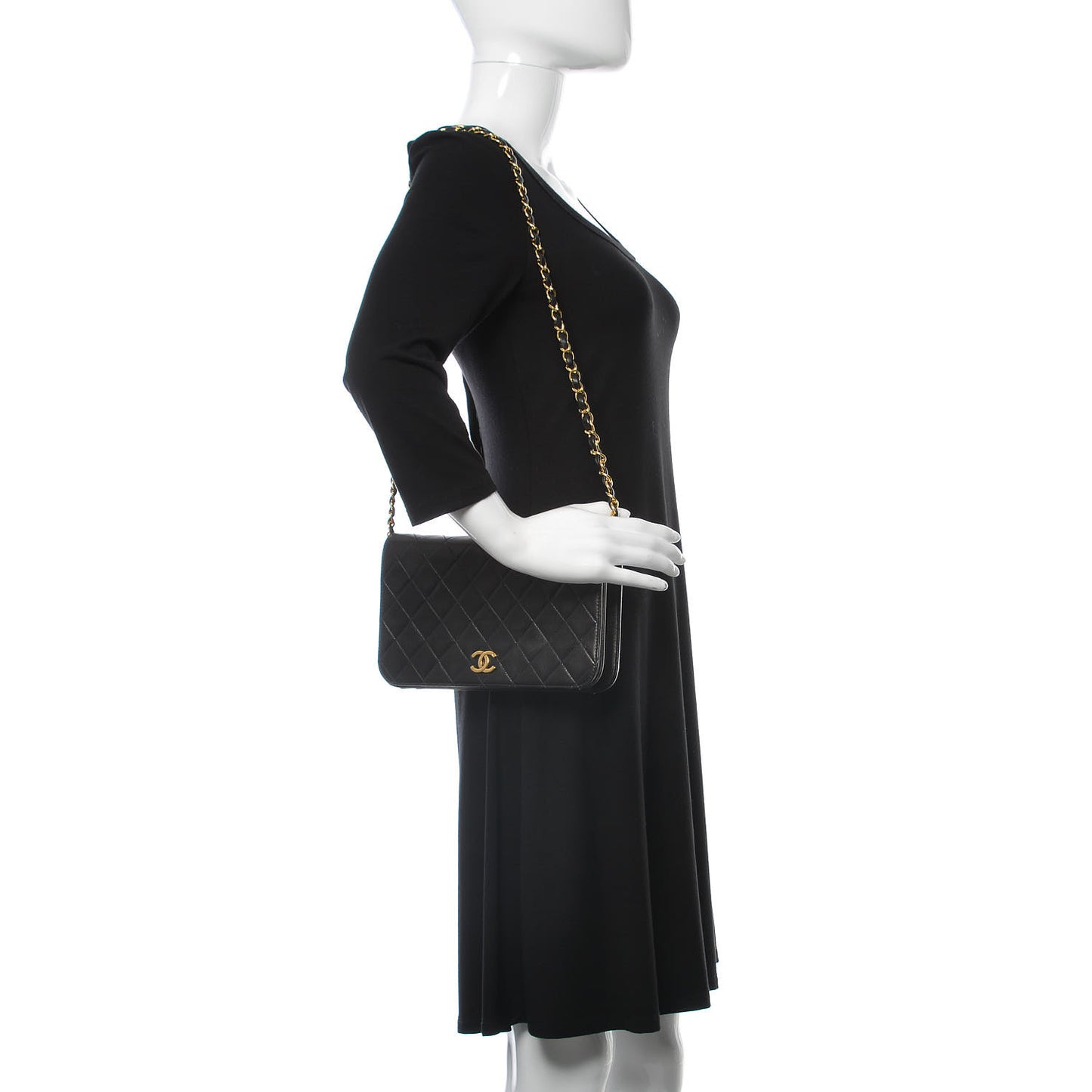 Lambskin Quilted Small Single Flap Black