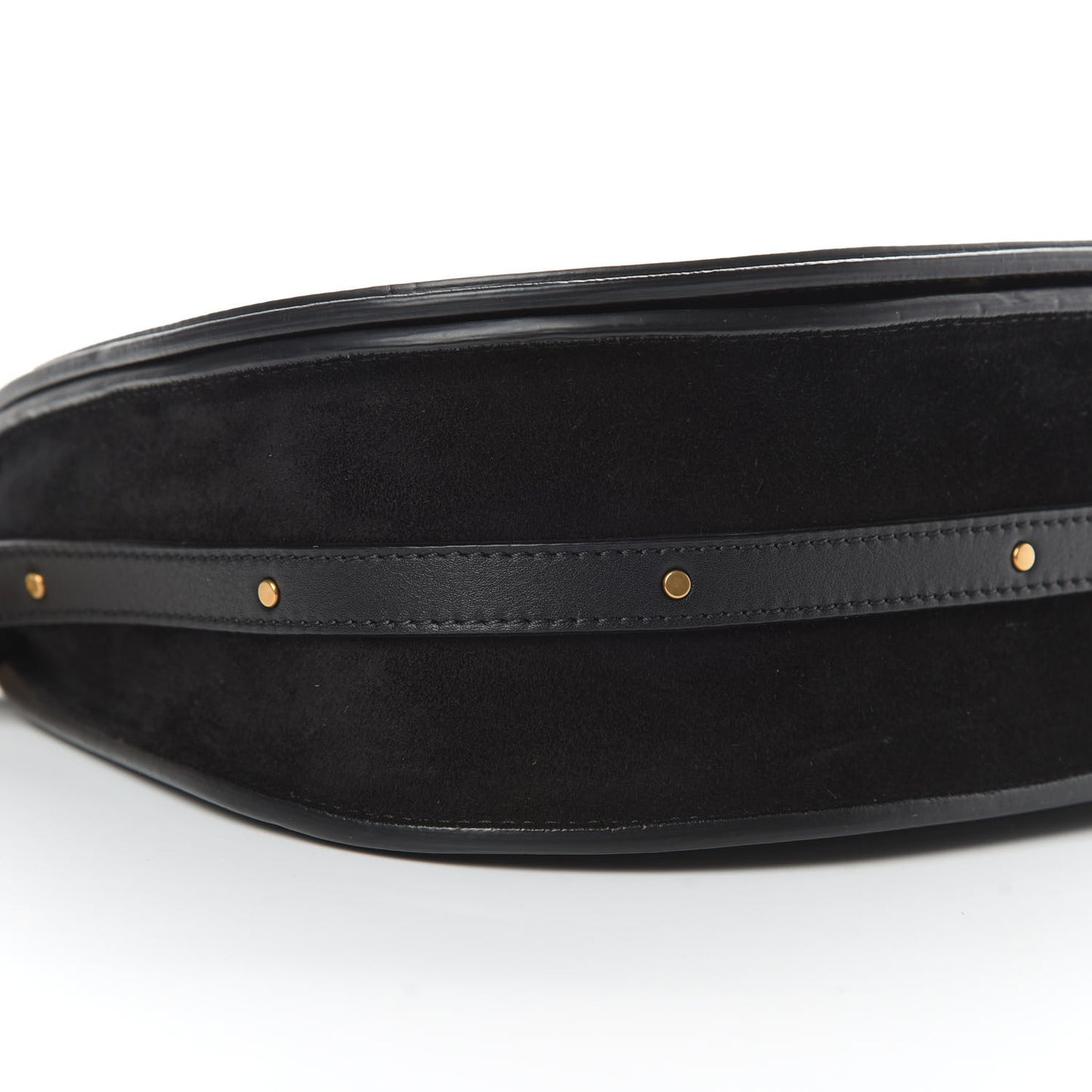 Calfskin Suede Medium Nile Bracelet Bag Black