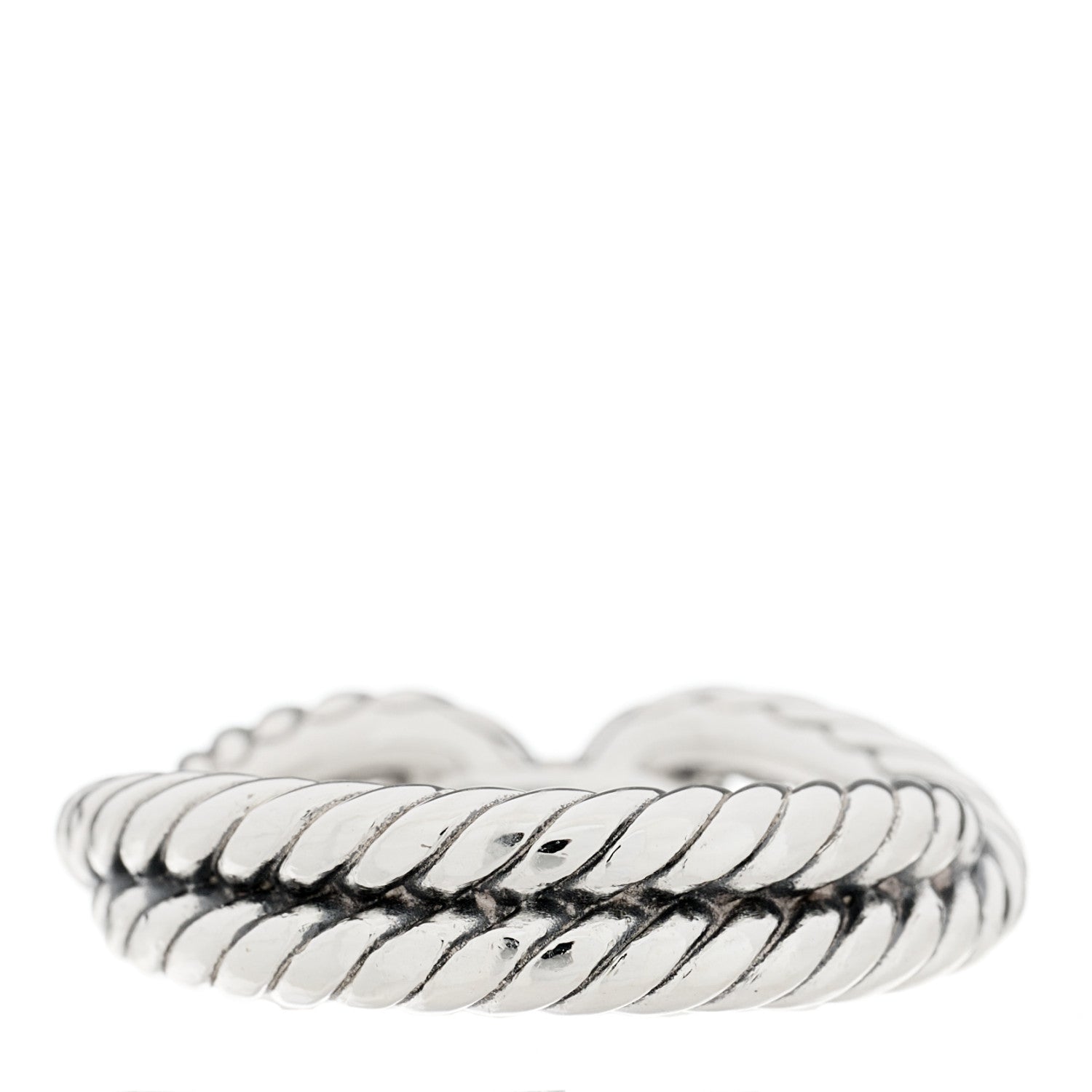 David Yurman Sterling Silver 18K Yellow Gold Cable Loop Ring 53 6.25 3 of 4