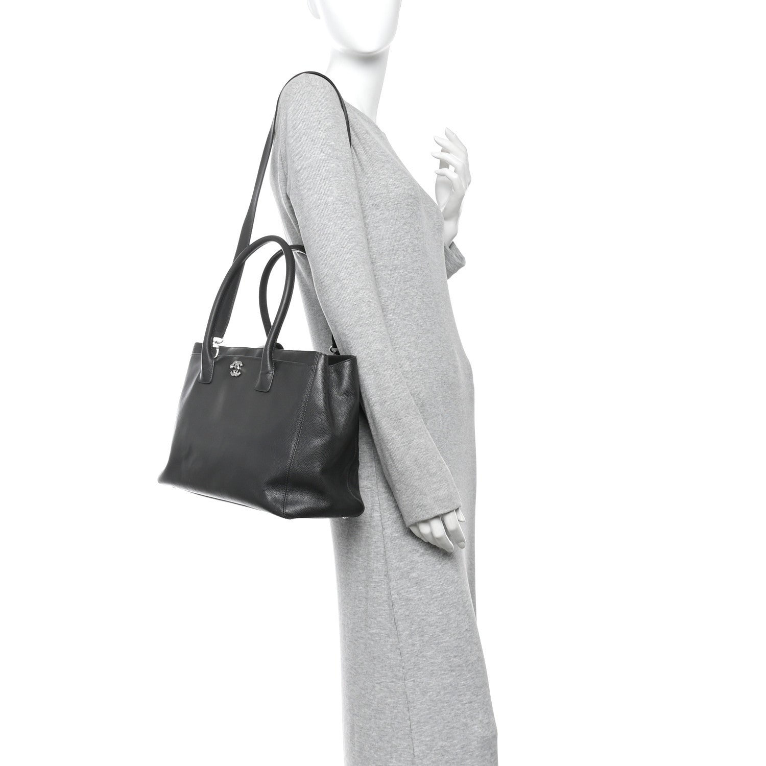 Chanel Calfskin Cerf Executive Shopper Tote Grey 2 of 15
