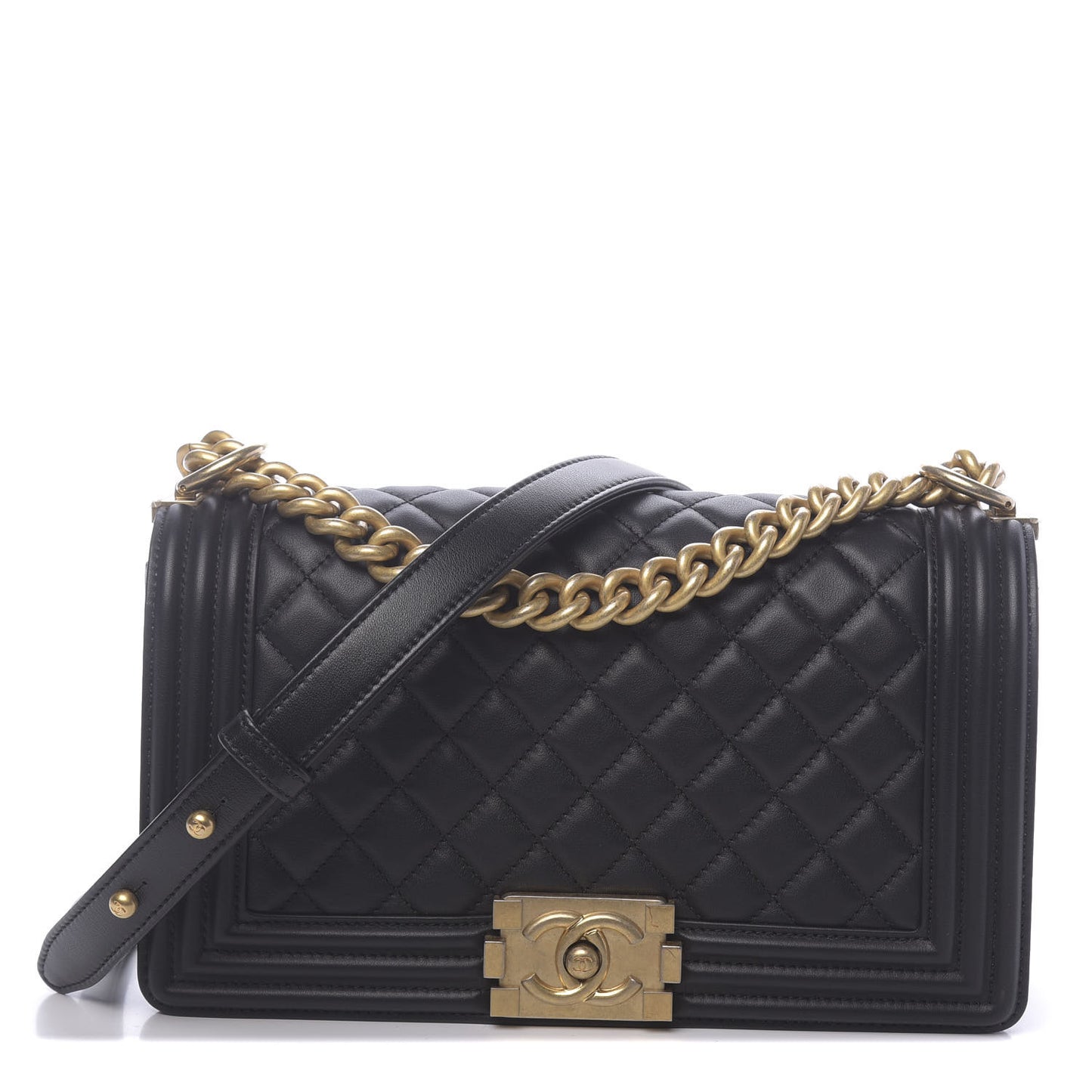 Lambskin Quilted Medium Boy Flap Black