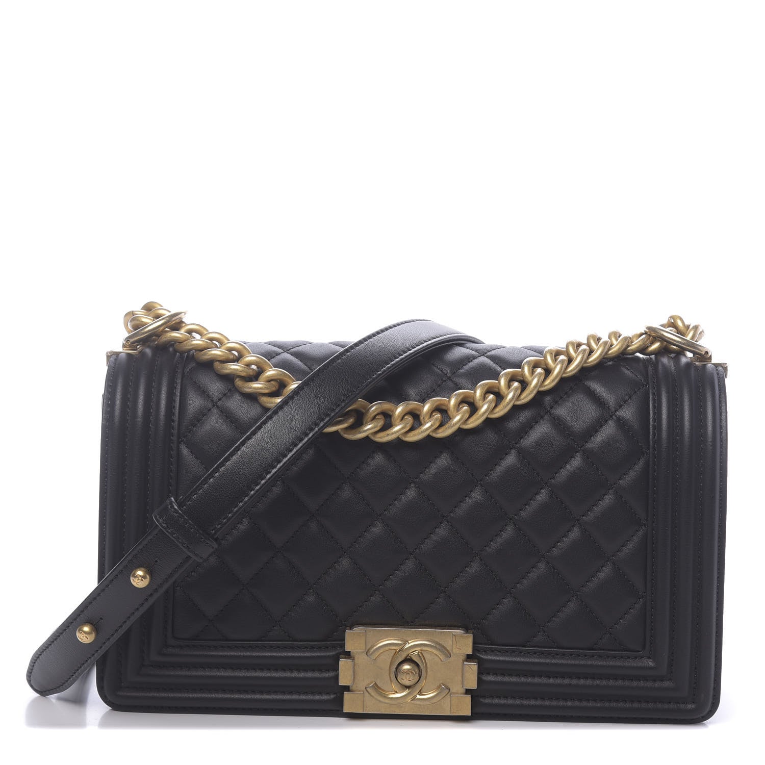 Chanel Lambskin Quilted Medium Boy Flap Black 1 of 10