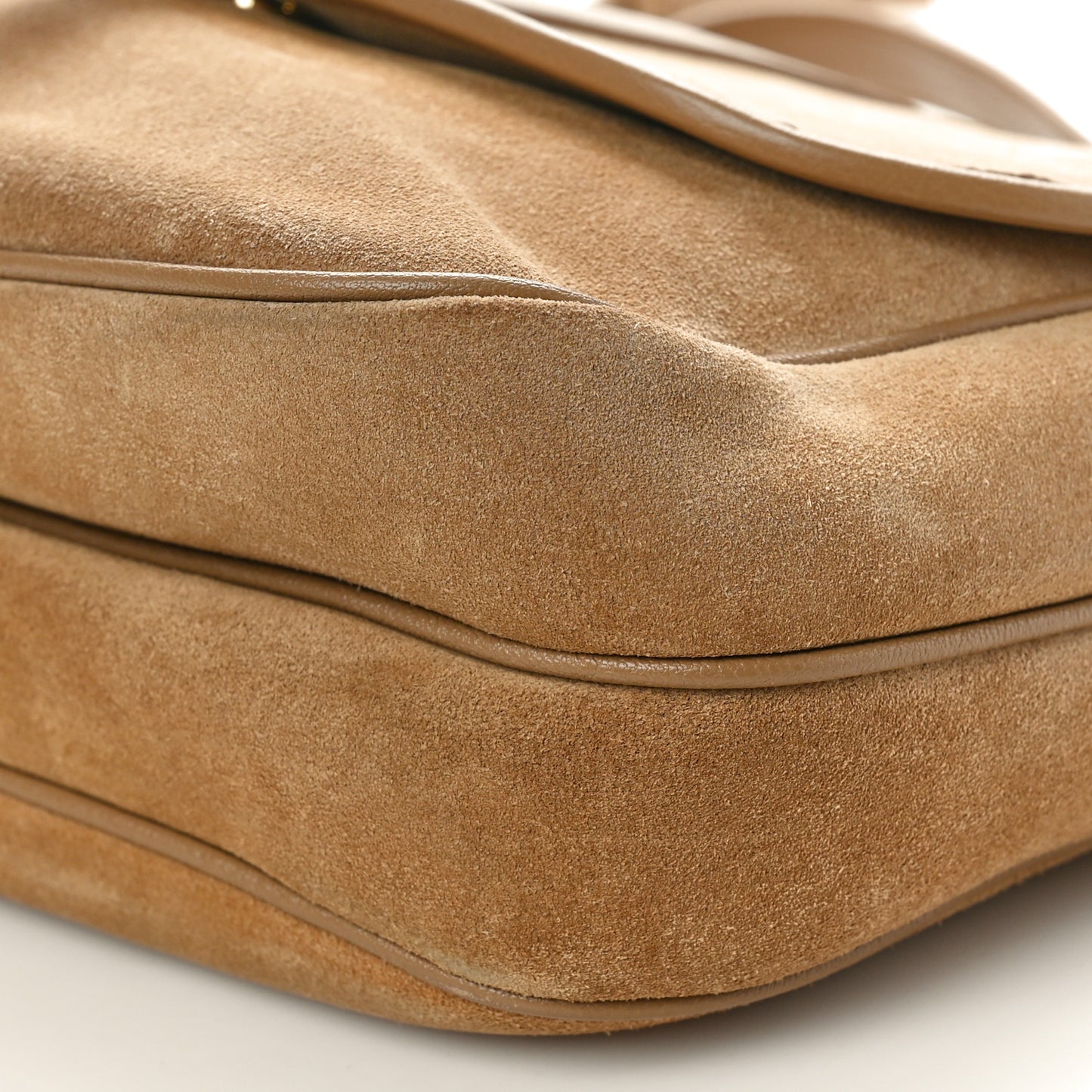 Suede Sorbonne Medium Shoulder Bag Natural Tan