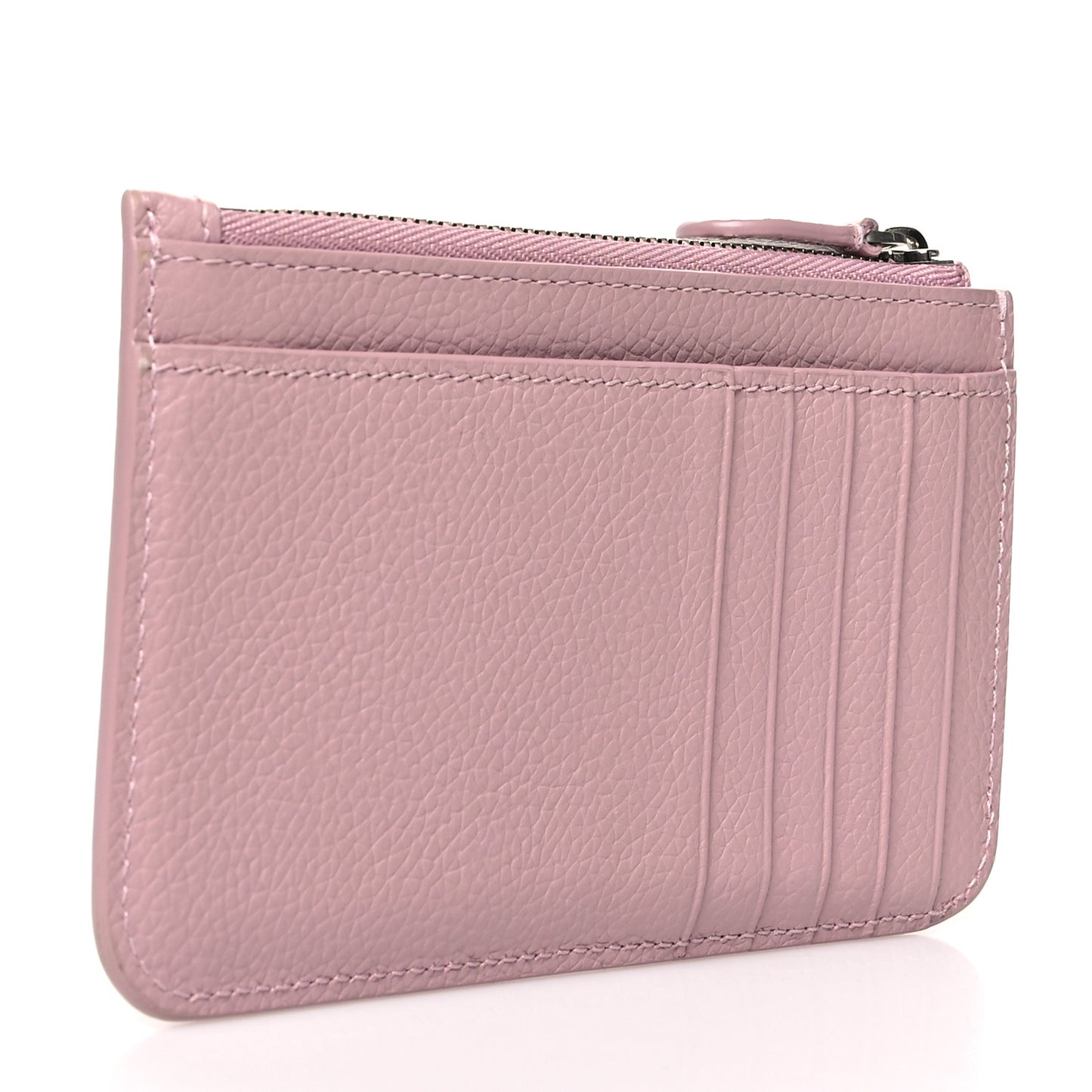 Grained Calfskin Logo Large Cash Long Coin Card Holder Powder Pink White