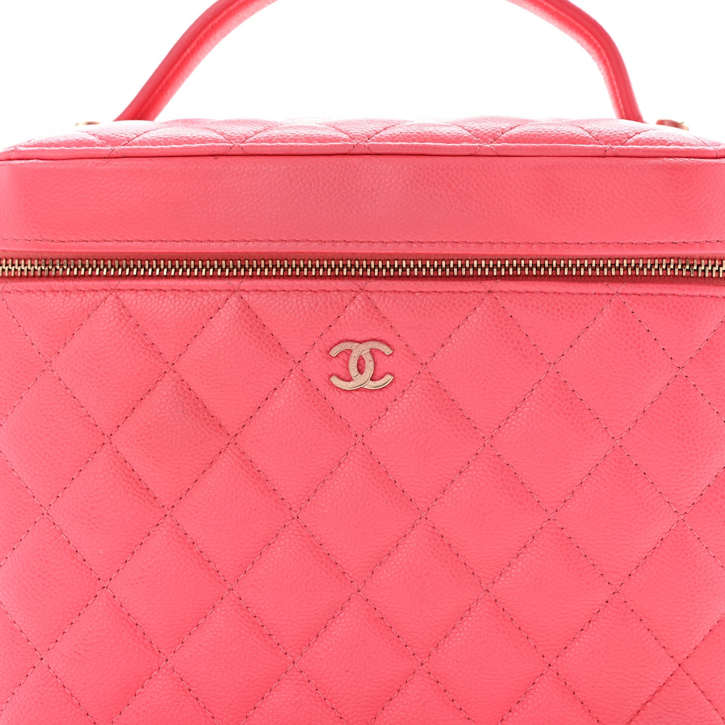 Caviar Quilted Large Vanity Pouch Pink