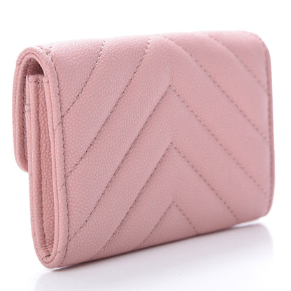 Chanel Matte Caviar Chevron Quilted Flap Card Holder Pink 3 of 9