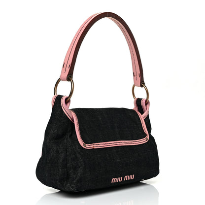 Miu Miu Denim Goatskin Flap Rosa 2 of 8