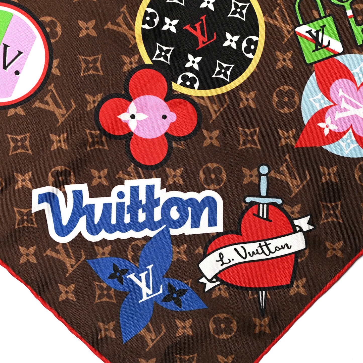 Silk Monogram LV Stories Shawl Brown